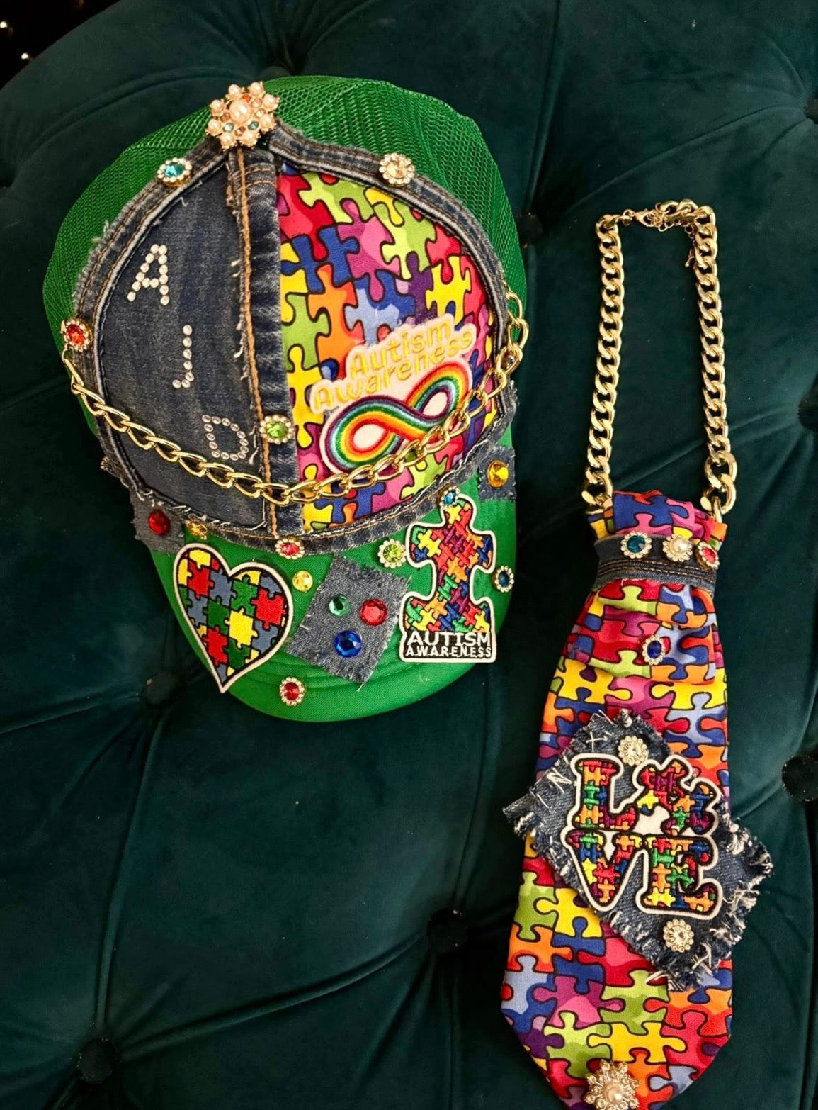 Autism Awareness Custom Set (Hat & Necklace Tie)