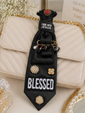 Blessed Black Satin Necklace Tie (One of One)