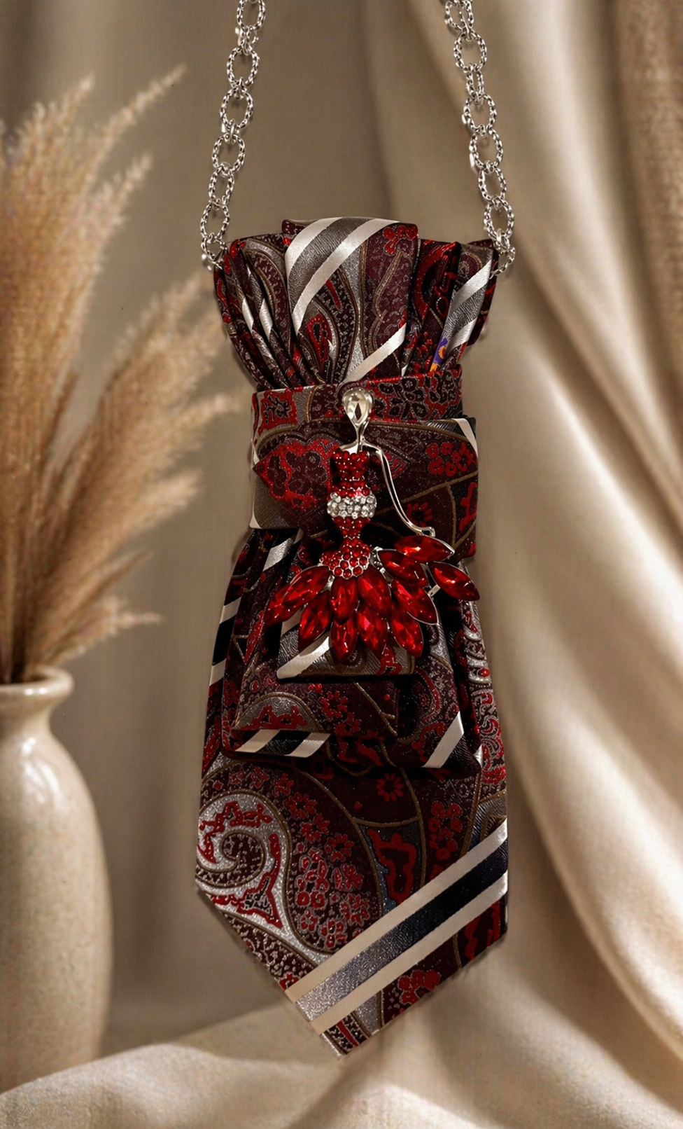 Lady in Red Statement Necklace Tie