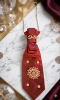 Queen Brooch Burgundy Statement Necklace Tie