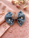 Blush Pearl Denim Bow Tie