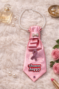 "Choose Happy" Blush Satin Statement Necklace Tie