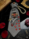 Queen Bee Statement Necklace Tie-Black and Red Luxe