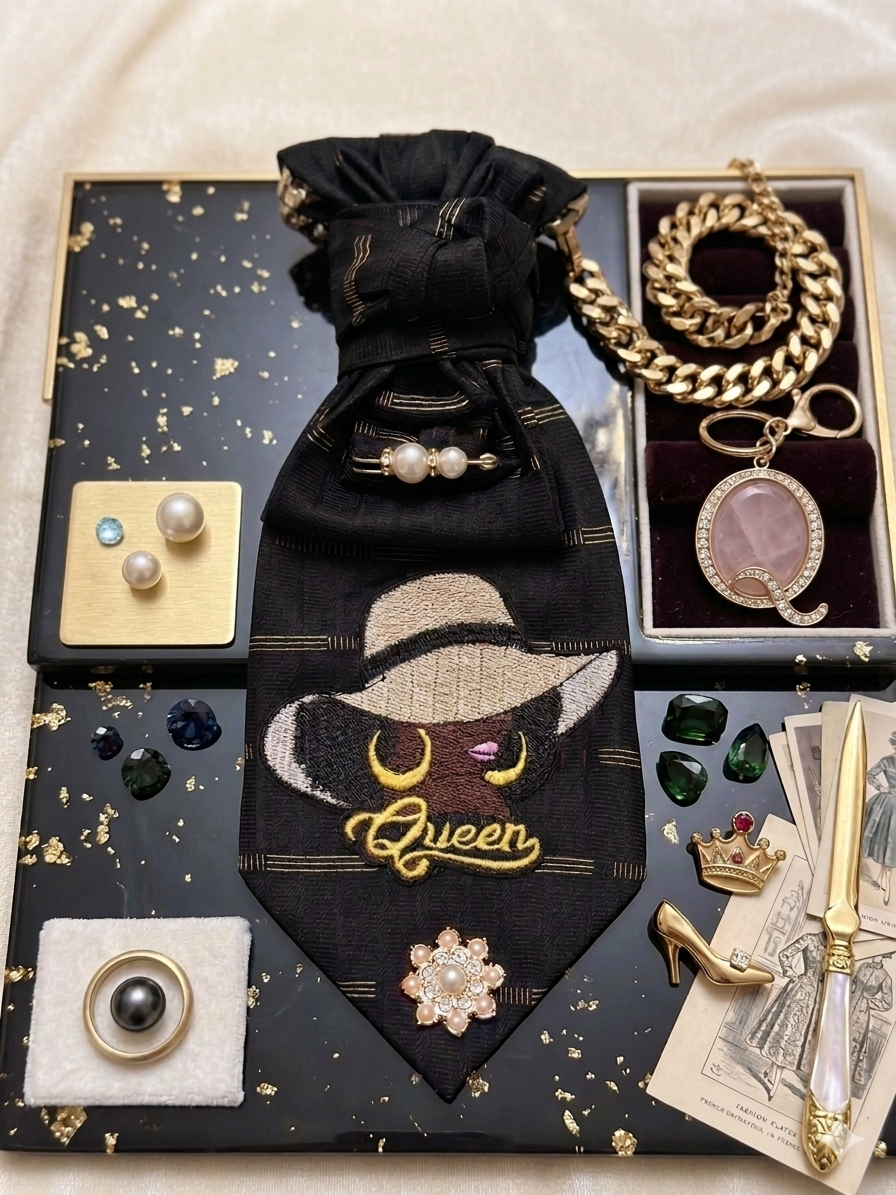 Queen Luxe Statement NecklaceTie-Noir Edition