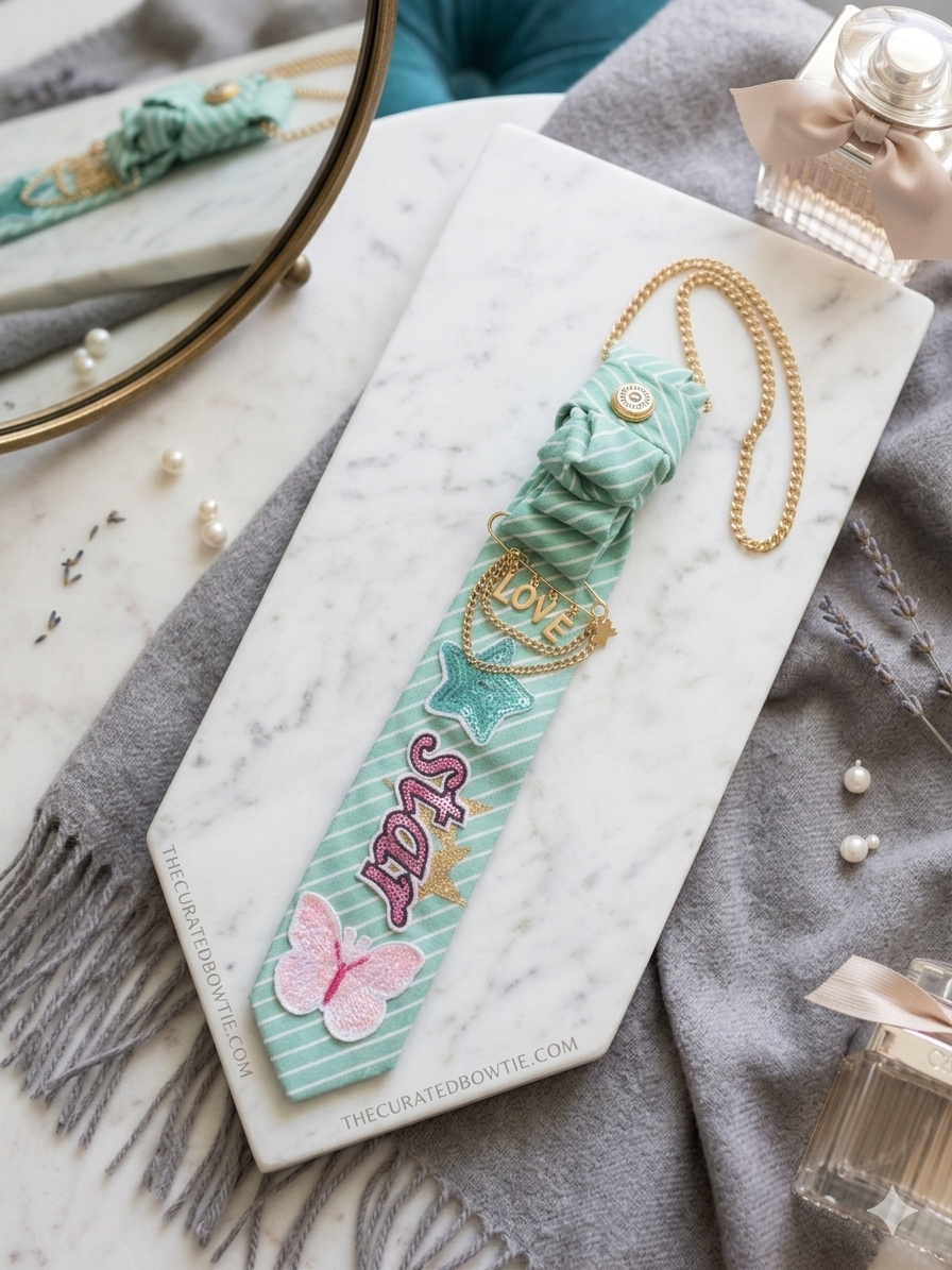 "LOVE" Charm Necklace Tie-Mint