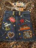 Denim Skirt Crossbody-Leopard Lined Statement Bag